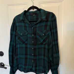 Sanctuary Evergreen and Black Plaid Shirt